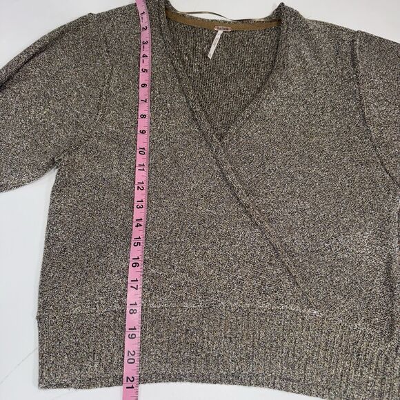 Free People Going for Gold Faux Wrap Sweater Tan Women XL - Picture 6 of 10